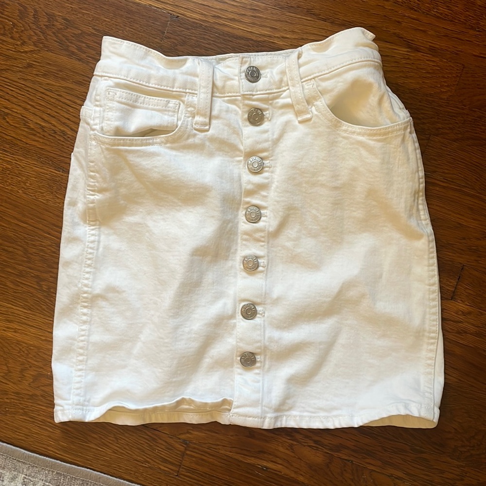 Madewell xs Stretch Denim Straight Mini Skirt in Tile White: Button-Front